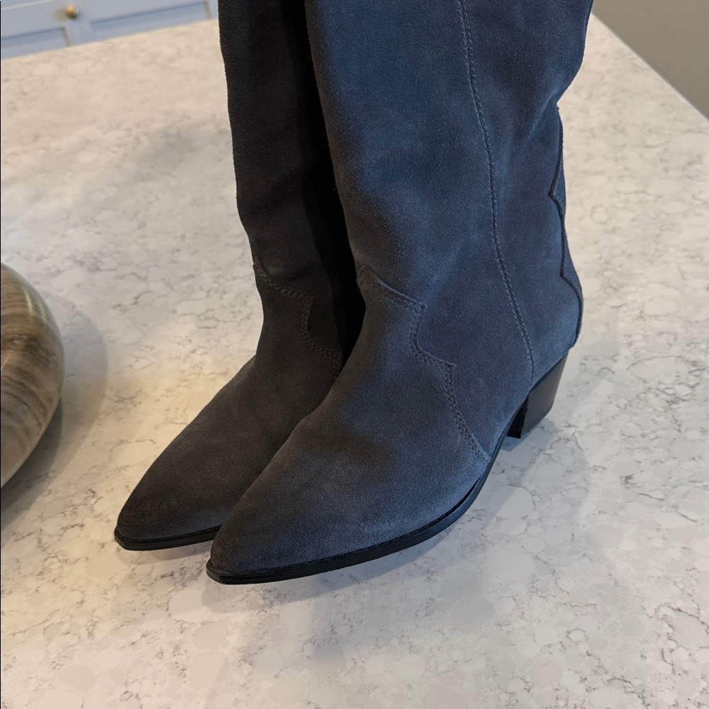 Isabel Marant Dark Gray suede Cowboy chic Knee Boots - Picture 2 of 13
